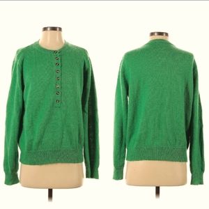 Green Pullover Sweater with Button Details, Size Small